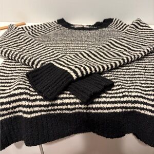 Banana Republic Black and White Striped Crewneck Sweater